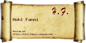 Hohl Fanni névjegykártya